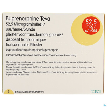 Buprenorphine teva 52,5mcg/h emplatre transderm. 5