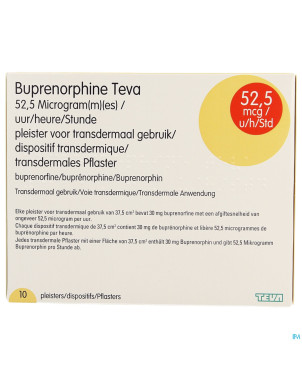Buprenorphine teva 52,5mcg/h emplatre transderm.10