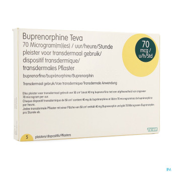 Buprenorphine teva 70,0mcg/h emplatre transderm. 5