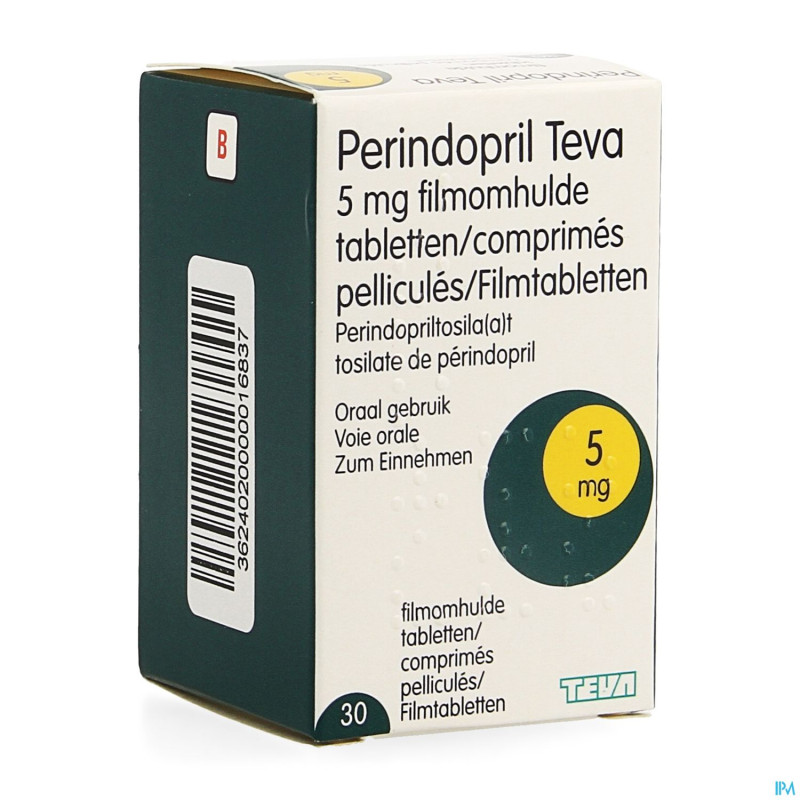 Perindopril teva  5,0mg comp pell  30 x  5,0mg