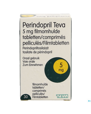 Perindopril teva  5,0mg comp pell  30 x  5,0mg