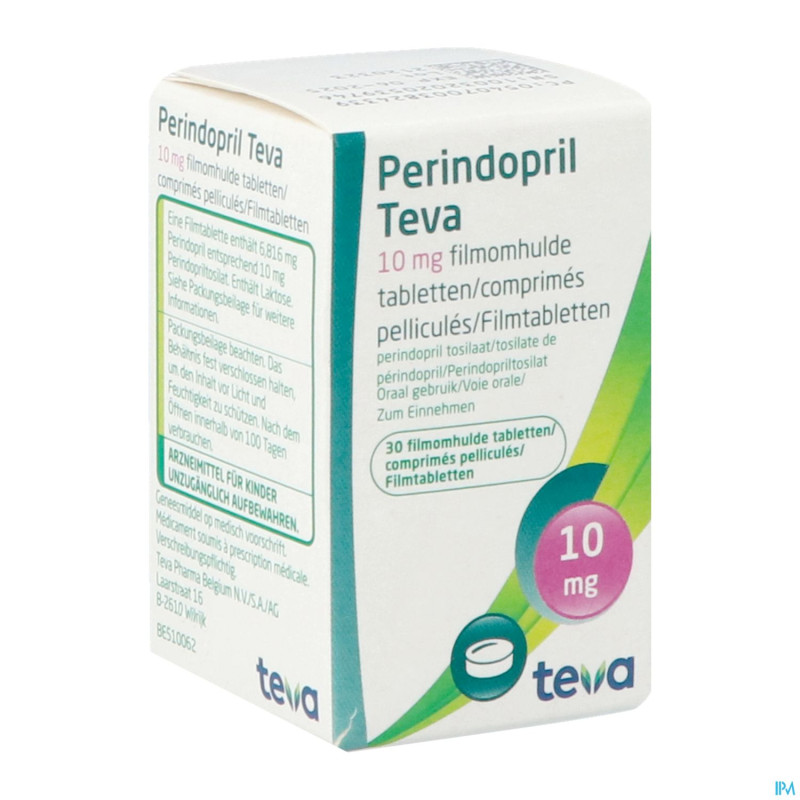 Perindopril teva 10,0mg comp pell  30 x 10,0mg