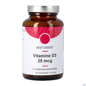Best choice vitamine d3 25mcg    comp 180 fr