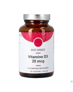 Best choice vitamine d3 25mcg    comp 180 fr