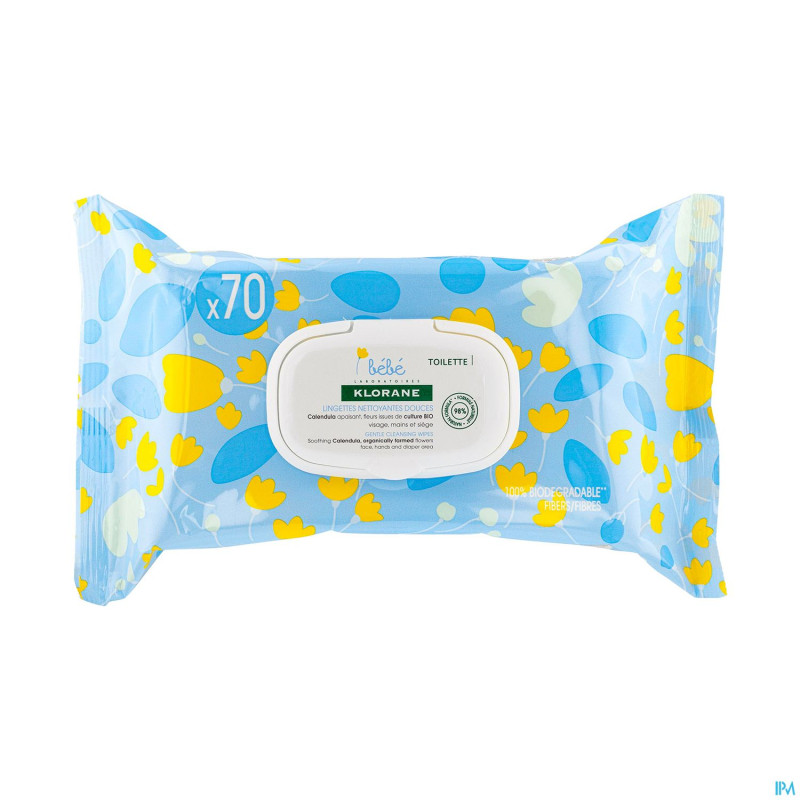 Klorane bb lingettes nettoyantes douces 70u