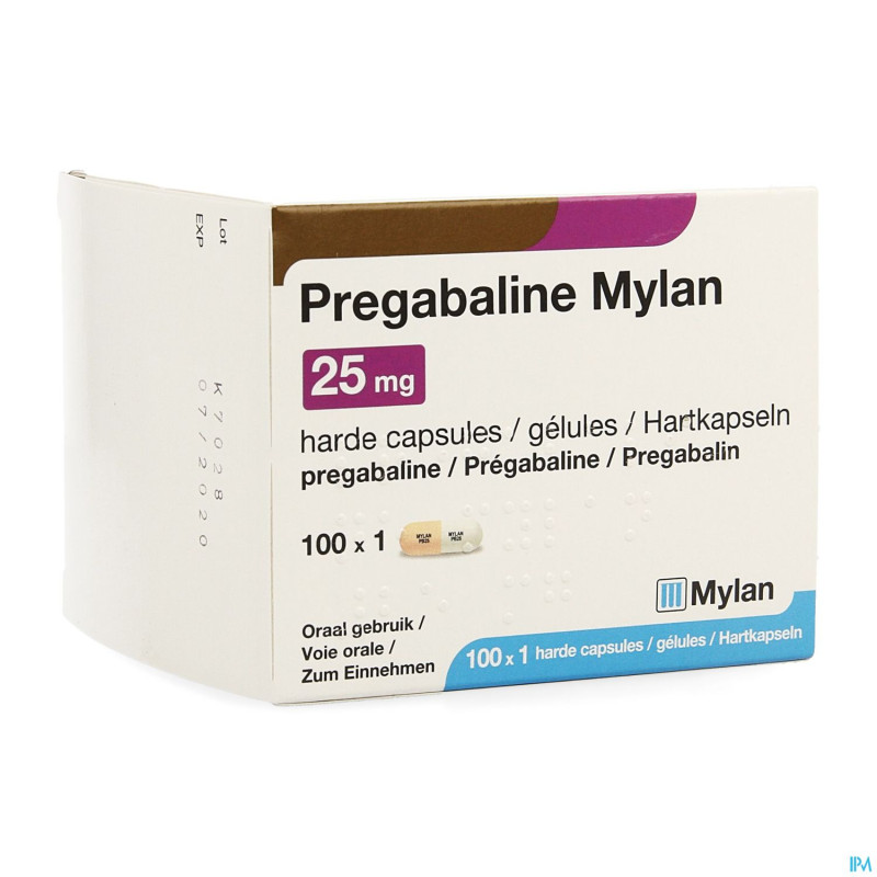 Pregabaline mylan 25mg caps dur 100 x 25mg