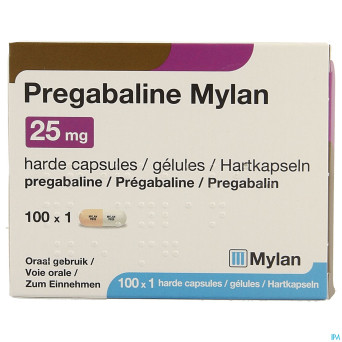 Pregabaline mylan 25mg caps dur 100 x 25mg
