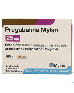 Pregabaline mylan 25mg caps dur 100 x 25mg