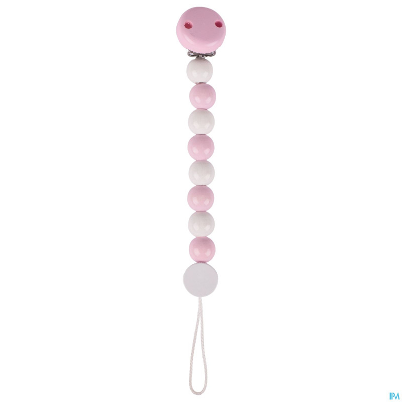 Heimess attache sucette bois pastel roze   h732340
