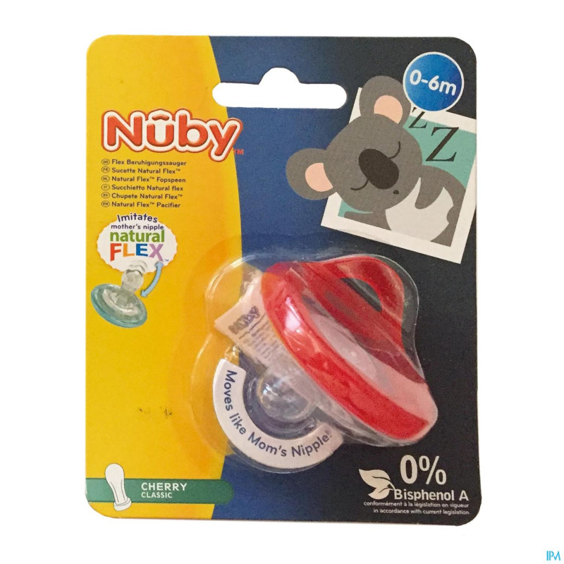 Nuby sucette natural flex cerise 0-6m