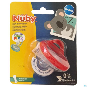 Nuby sucette natural flex cerise 0-6m