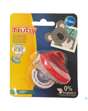Nuby sucette natural flex cerise 0-6m