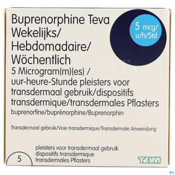 Buprenorphine teva hebdo. 5mcg/h emplatre trans. 5