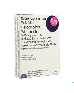 Buprenorphine teva hebdo.10mcg/h emplatre trans. 5