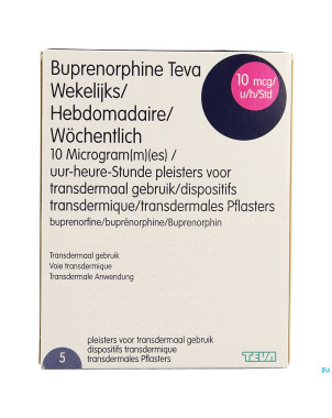 Buprenorphine teva hebdo.10mcg/h emplatre trans. 5