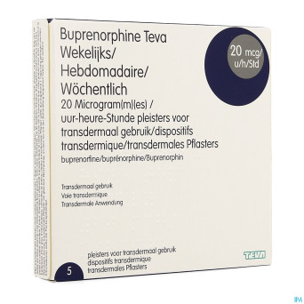 Buprenorphine teva hebdo.20mcg/h emplatre trans. 5