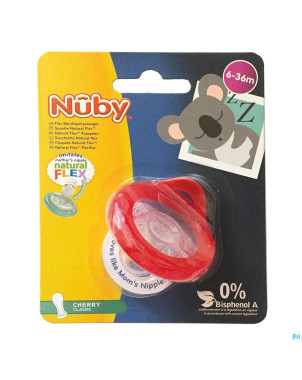 Nuby sucette natural flex cerise 6-36m