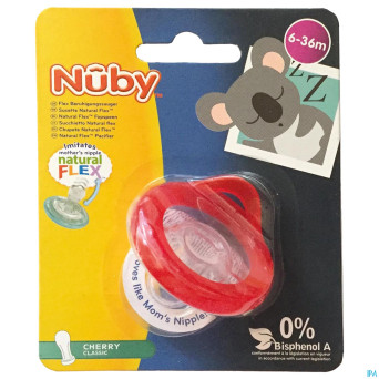 Nuby sucette natural flex cerise 6-36m