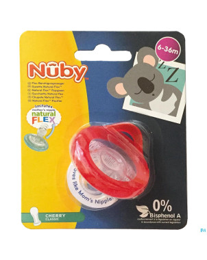 Nuby sucette natural flex cerise 6-36m