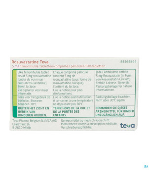 Rosuvastatine teva  5mg comp pell 100