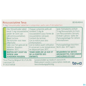 Rosuvastatine teva  5mg comp pell 100