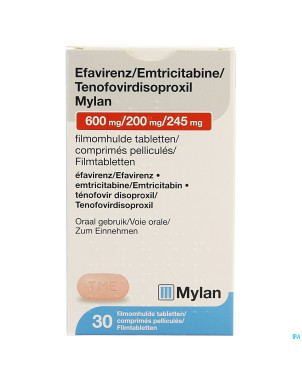 Efavirenz/emtric./tenofovir.mylan 600/200/245mg 30