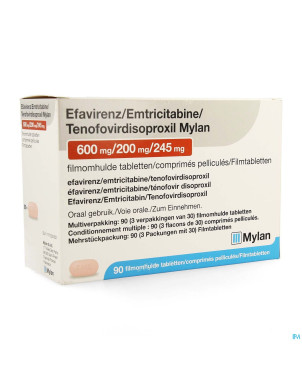 Efavirenz/emtric./tenof. mylan 600/200/245mg  3x30