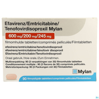 Efavirenz/emtric./tenof. mylan 600/200/245mg  3x30