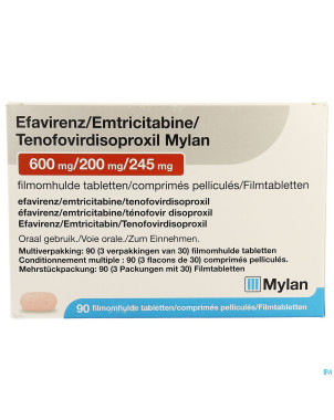 Efavirenz/emtric./tenof. mylan 600/200/245mg  3x30
