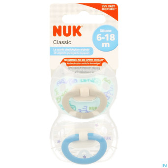 Nuk sucettes 2 classic garcon 6-18m 2