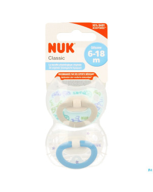 Nuk sucettes 2 classic garcon 6-18m 2