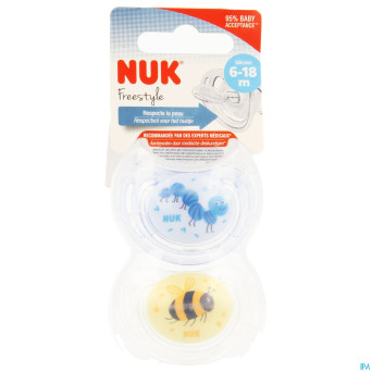 Nuk sucettes 2 freestyle garcon 6-18m 2