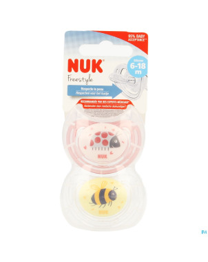Nuk sucettes 2 freestyle fille 6-18m 2