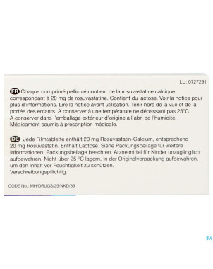 Rosuvastatine viatris 20mg comp pell 28