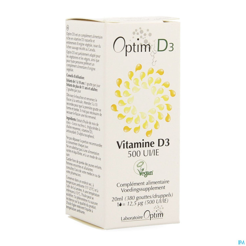 Optim d3 vitamine d3 vegetale 500ui    flacon 20ml
