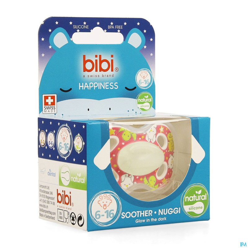 Bibi sucette hp natural 4 friends glow dark  6-16m