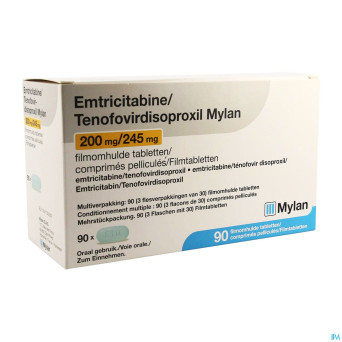 Emtricitab.tenofov.200/245 mylan comp pell.  90 fl