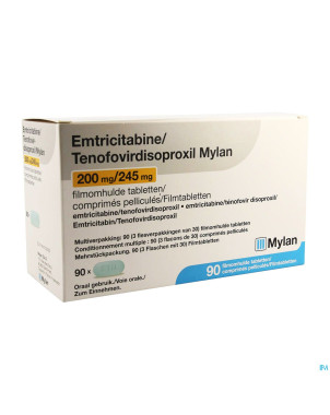 Emtricitab.tenofov.200/245 mylan comp pell.  90 fl