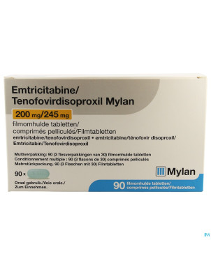 Emtricitab.tenofov.200/245 mylan comp pell.  90 fl