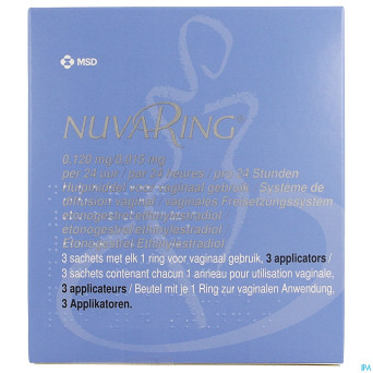 Nuvaring 0,120mg/0,015mg 24h anneau vag. 3+1 apll.