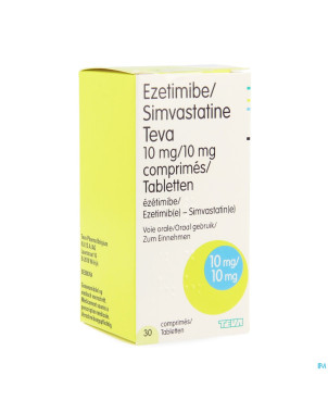 Ezetimibe/simvastatine teva 10mg/10mg comp  30