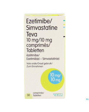 Ezetimibe/simvastatine teva 10mg/10mg comp  30