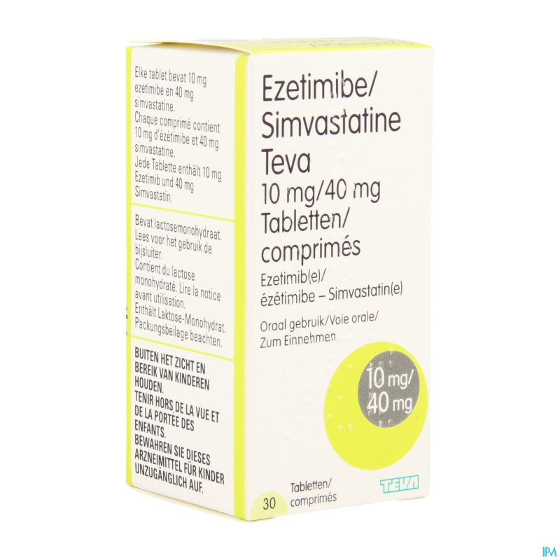 Ezetimibe/simvastatine teva 10mg/40mg comp  30