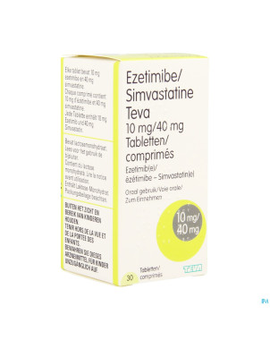 Ezetimibe/simvastatine teva 10mg/40mg comp  30
