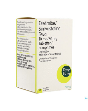 Ezetimibe/simvastatine teva 10mg/80mg comp 100