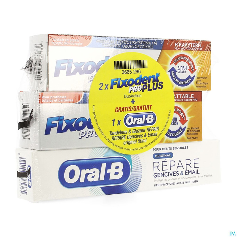 Fixodent pro plus duo act 2x40gr+oral-brepair 50ml