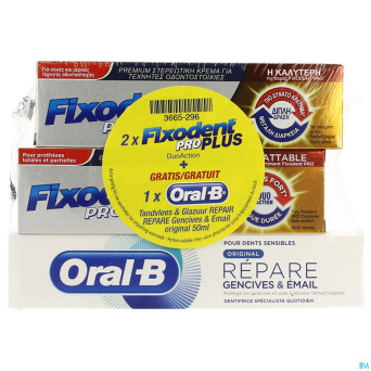 Fixodent pro plus duo act 2x40gr+oral-brepair 50ml