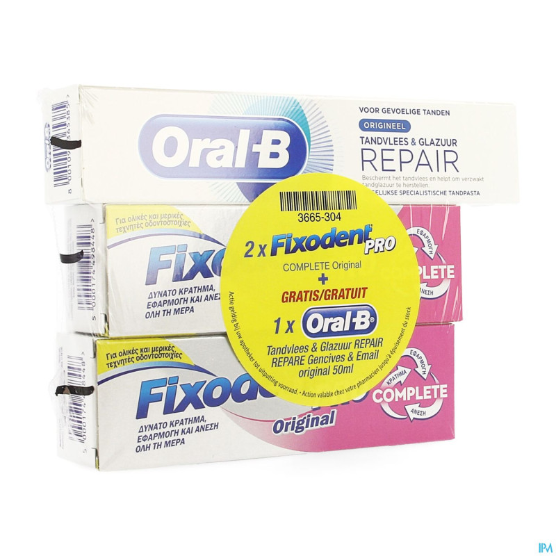 Fixodent pro compl.orig 2x47gr + oral-brepair 50ml