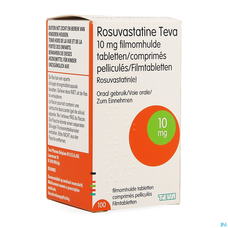Rosuvastatine teva 10mg comp pell 100 flacon