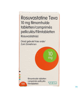 Rosuvastatine teva 10mg comp pell 100 flacon
